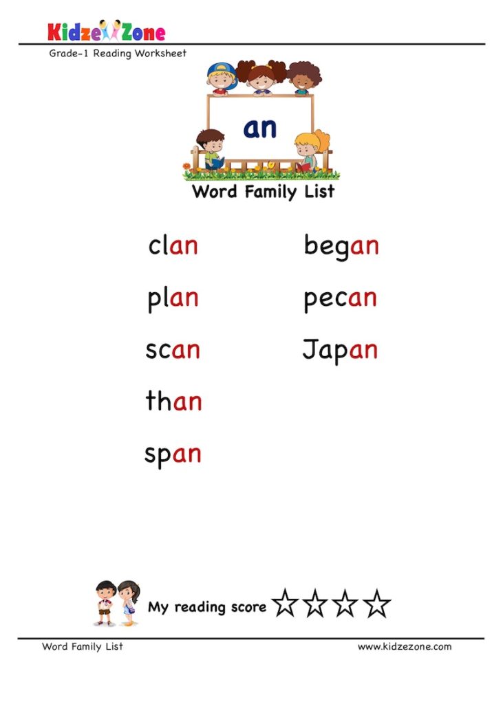 an word family word list