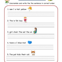 Kindergarten Writing Worksheet at word family unscramble