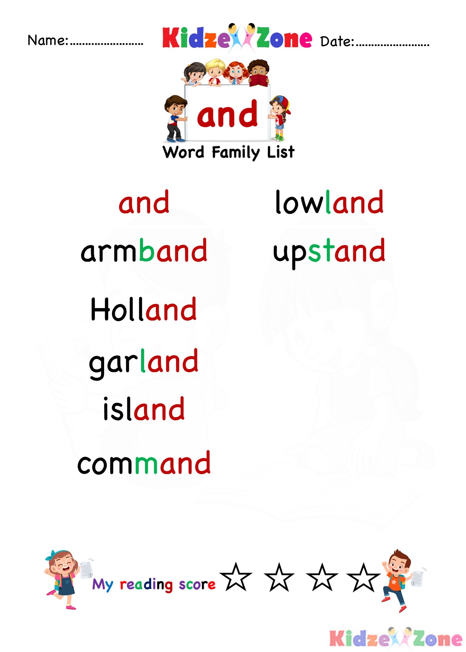 Grade 4 and word family word list