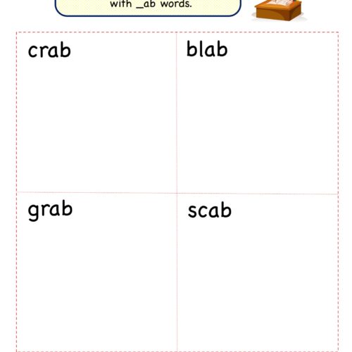 Kindergarten worksheet - ab word family - draw with words 1