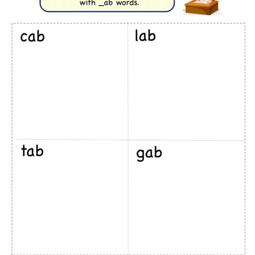 Kindergarten worksheet - ab word family - draw with words 2