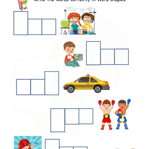 Kindergarten worksheet - ab word family - word shapes 1
