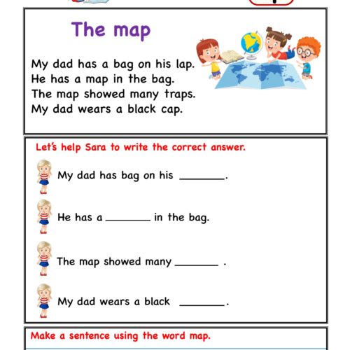 Kindergarten worksheet - ap word family - comprehension
