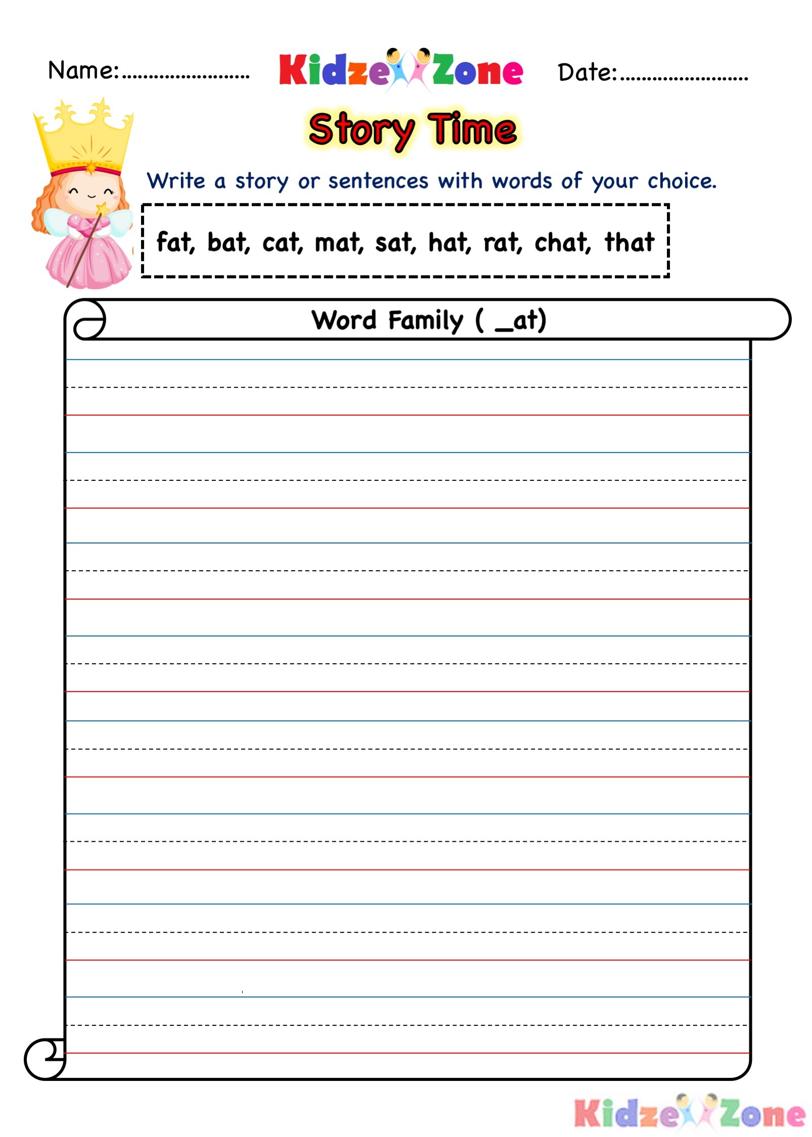 at word family - Story Writing worksheet