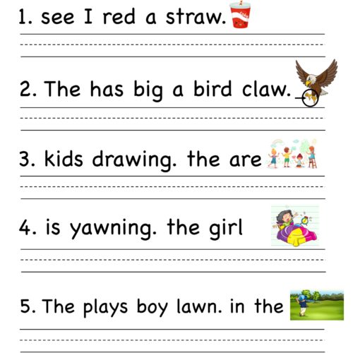 Kindergarten worksheet - aw word family - Unscramble words 4