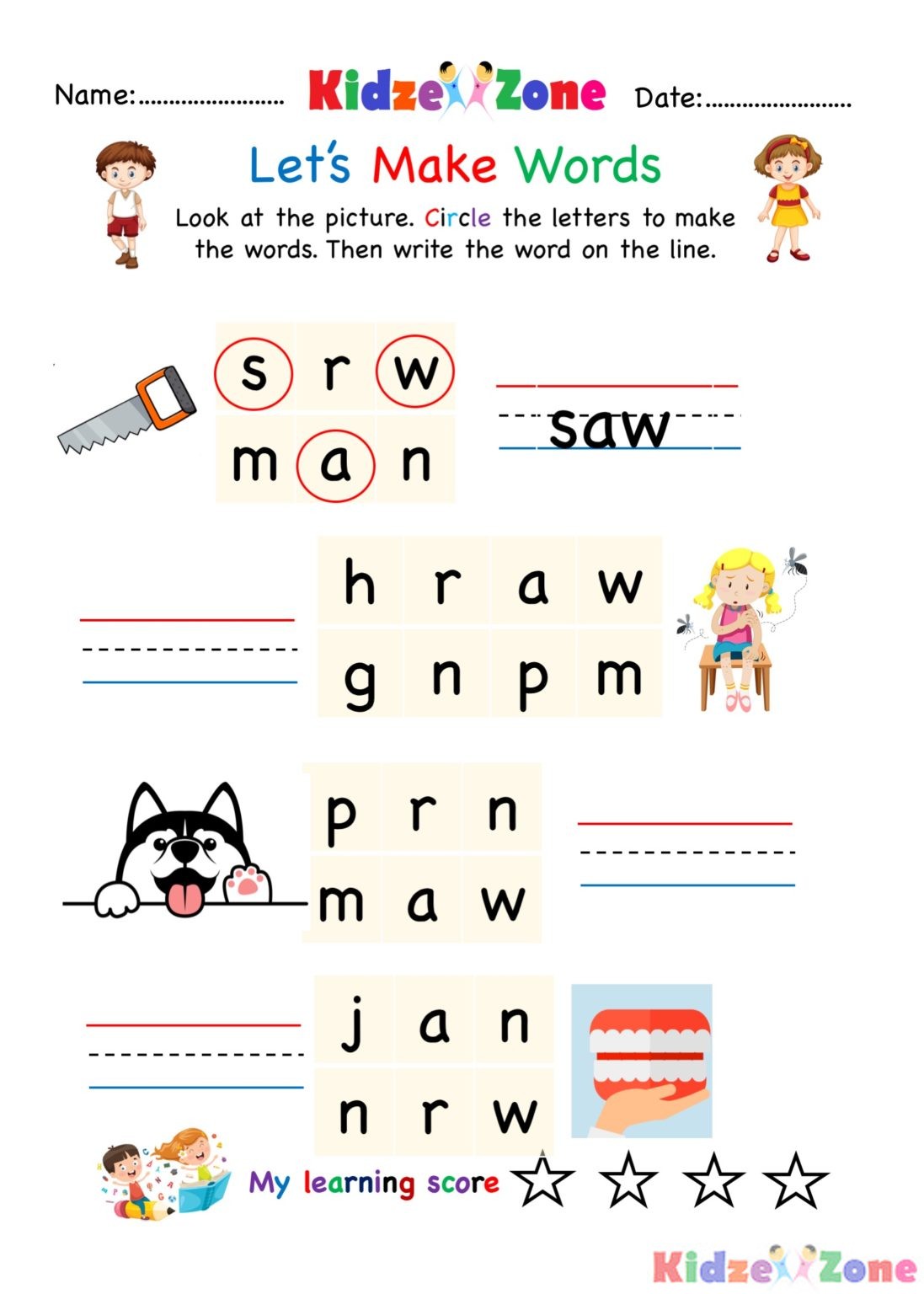 kindergarten-worksheets-aw-word-family-write-words-5