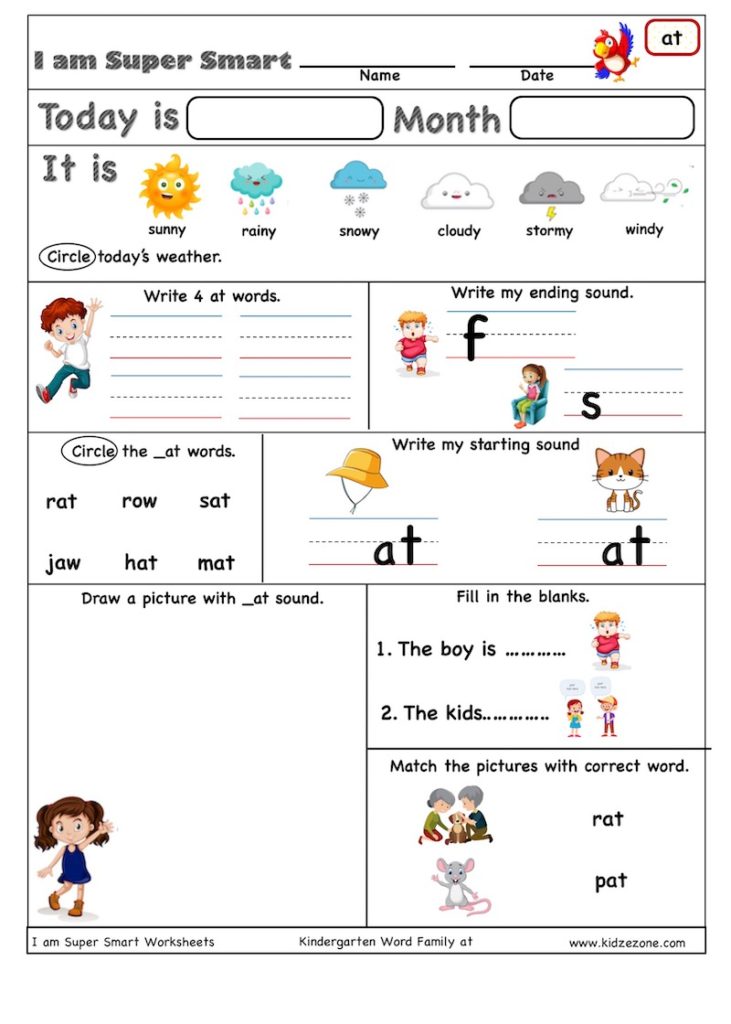 Kindergarten at word family - Super Sheet worksheet - KidzeZone