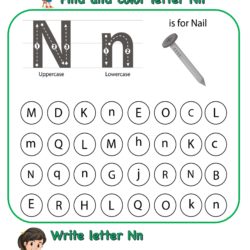 Kindergarten Letter Nn worksheets - Find and Color