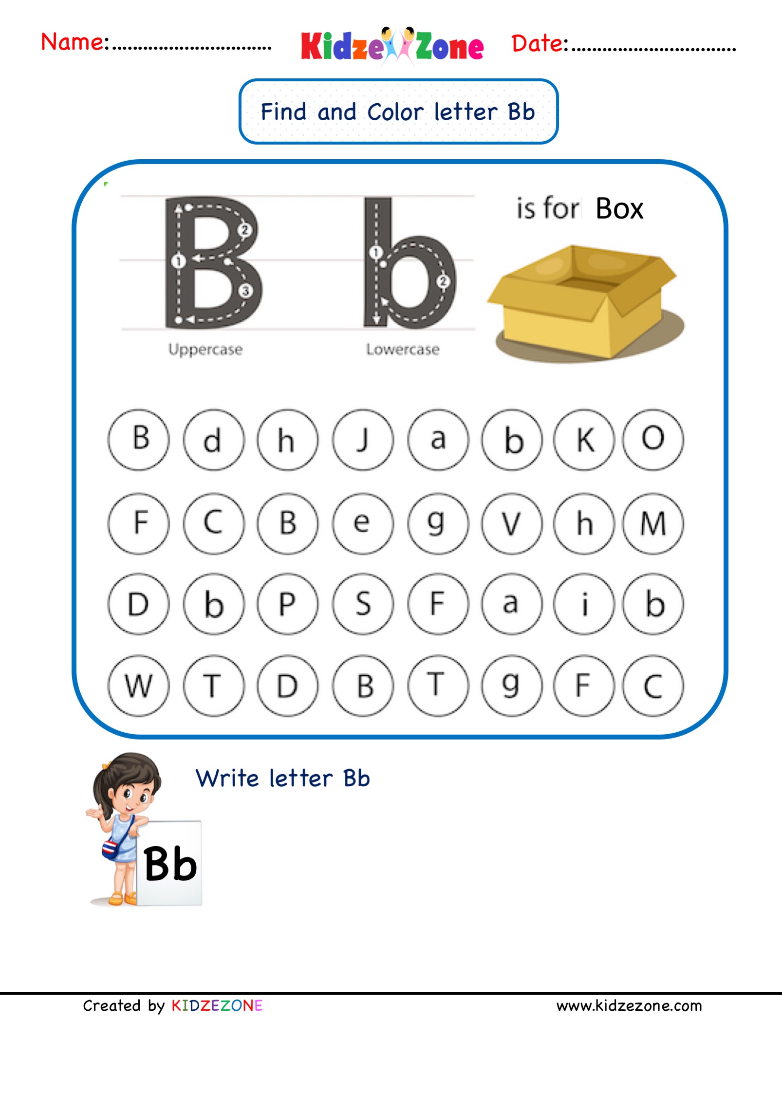 kindergarten letter b worksheets find and color kidzezone