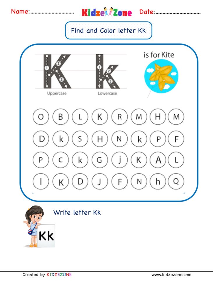 Trace letters K and k worksheet
