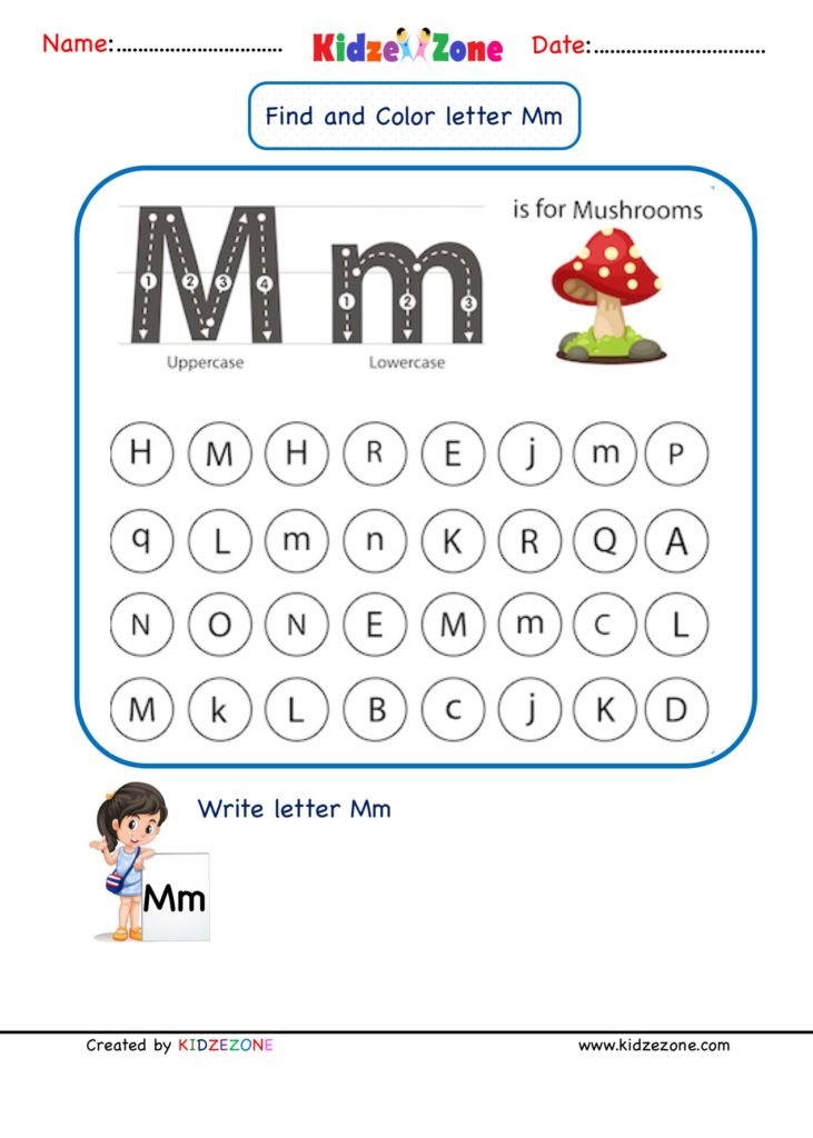 Find and Color Letter Mm