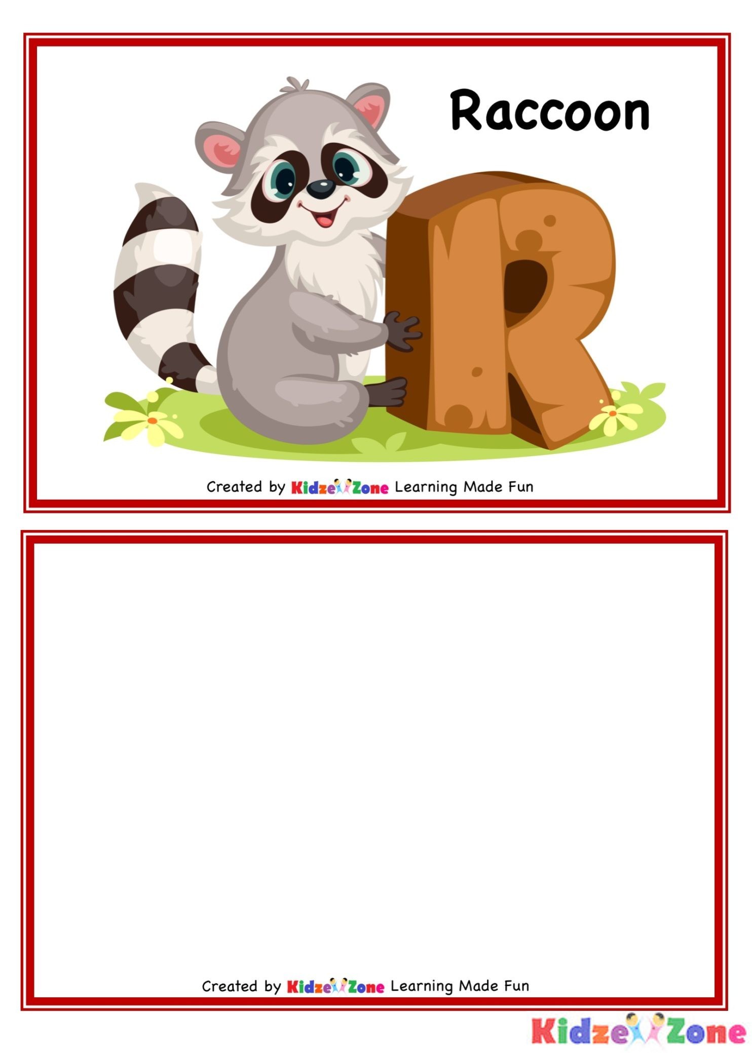 Kindergarten Letter R Flash Card Worksheet