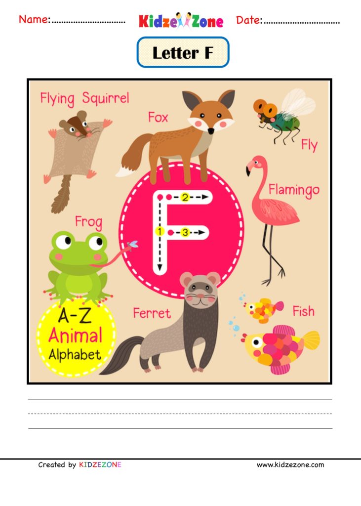Kindergarten Letter F Animal Picture Cards Worksheet - KidzeZone