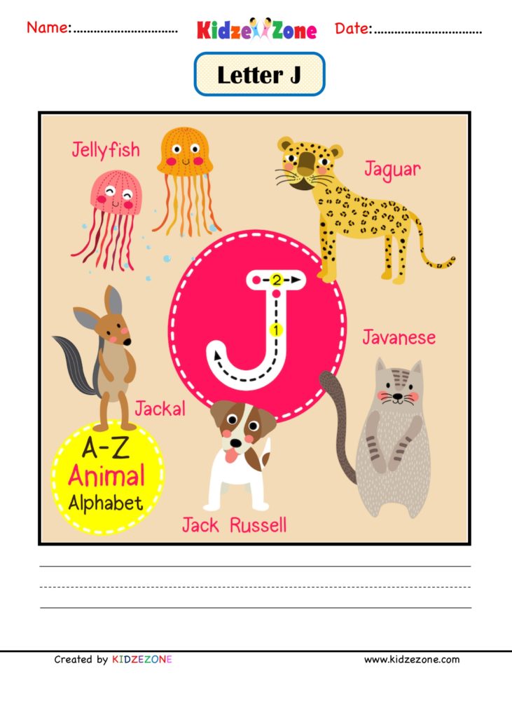 Kindergarten Letter J Picture Card worksheet