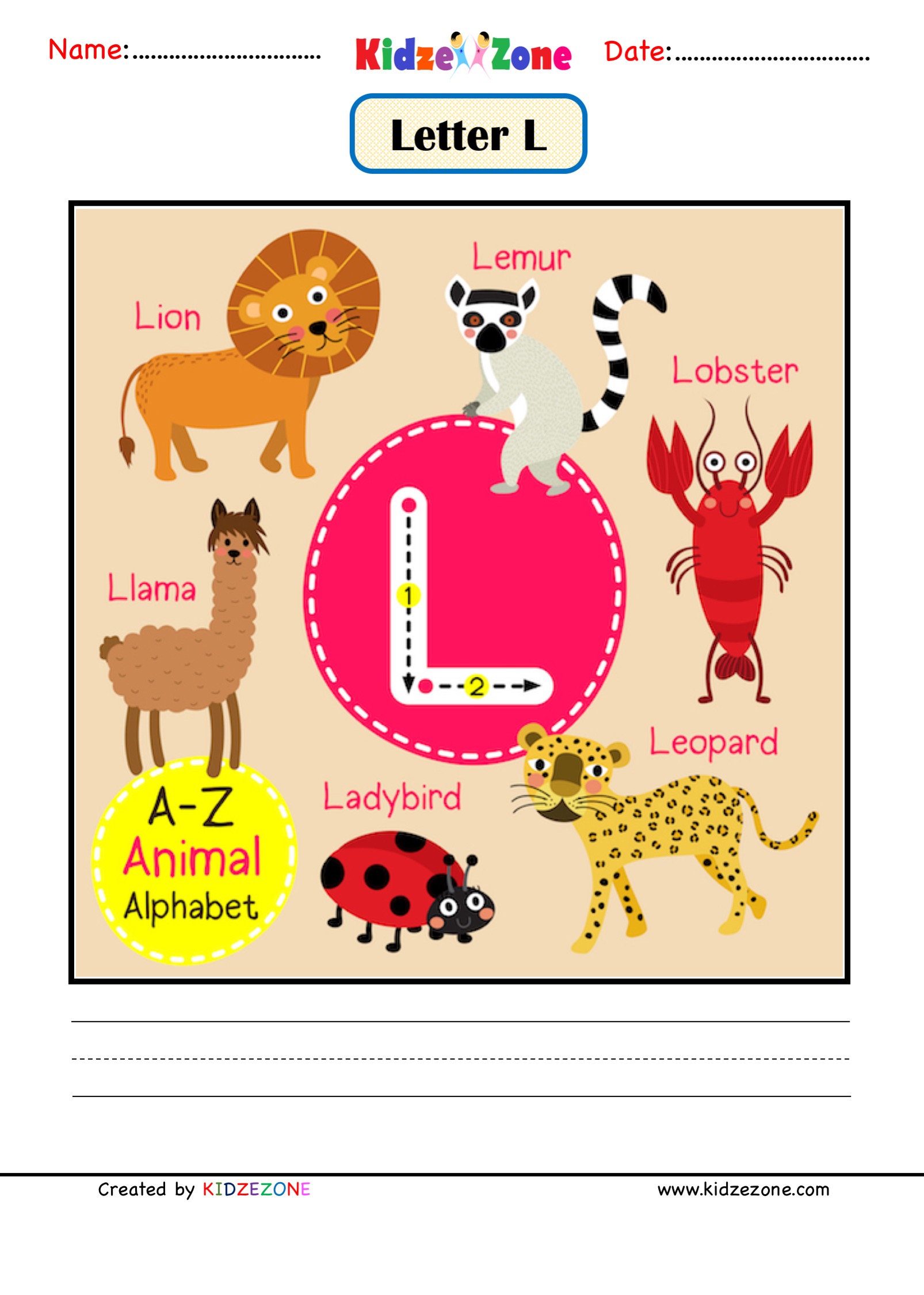 Letter L Picture Card Worksheet - Link Letter to Picture Clues