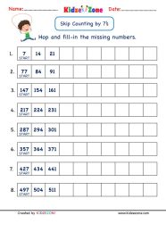 Grade 2 Math Number Practice Worksheets Skip Counting By 7