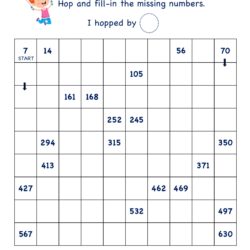 Math Number worksheets skip counting by 7, range 7 to 630