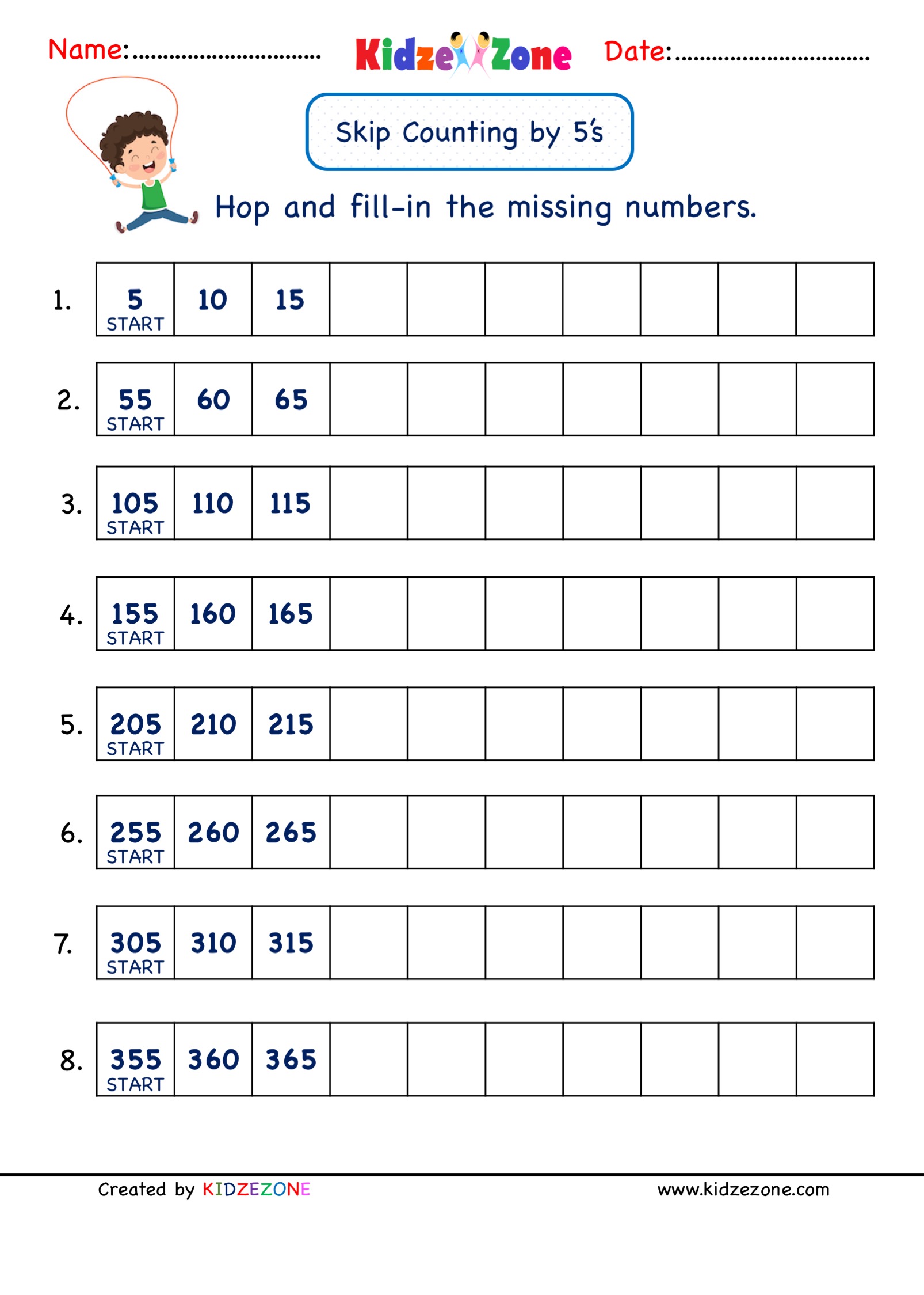 Grade 21 Math Number Practice worksheets - Skip Counting by 21 With Counting By 5s Worksheet