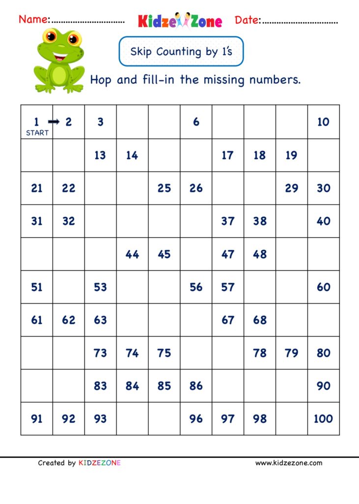 Math Worksheets Counting 1 100