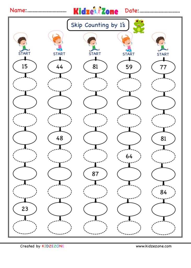 Grade 1 Skip counting by 1 worksheet