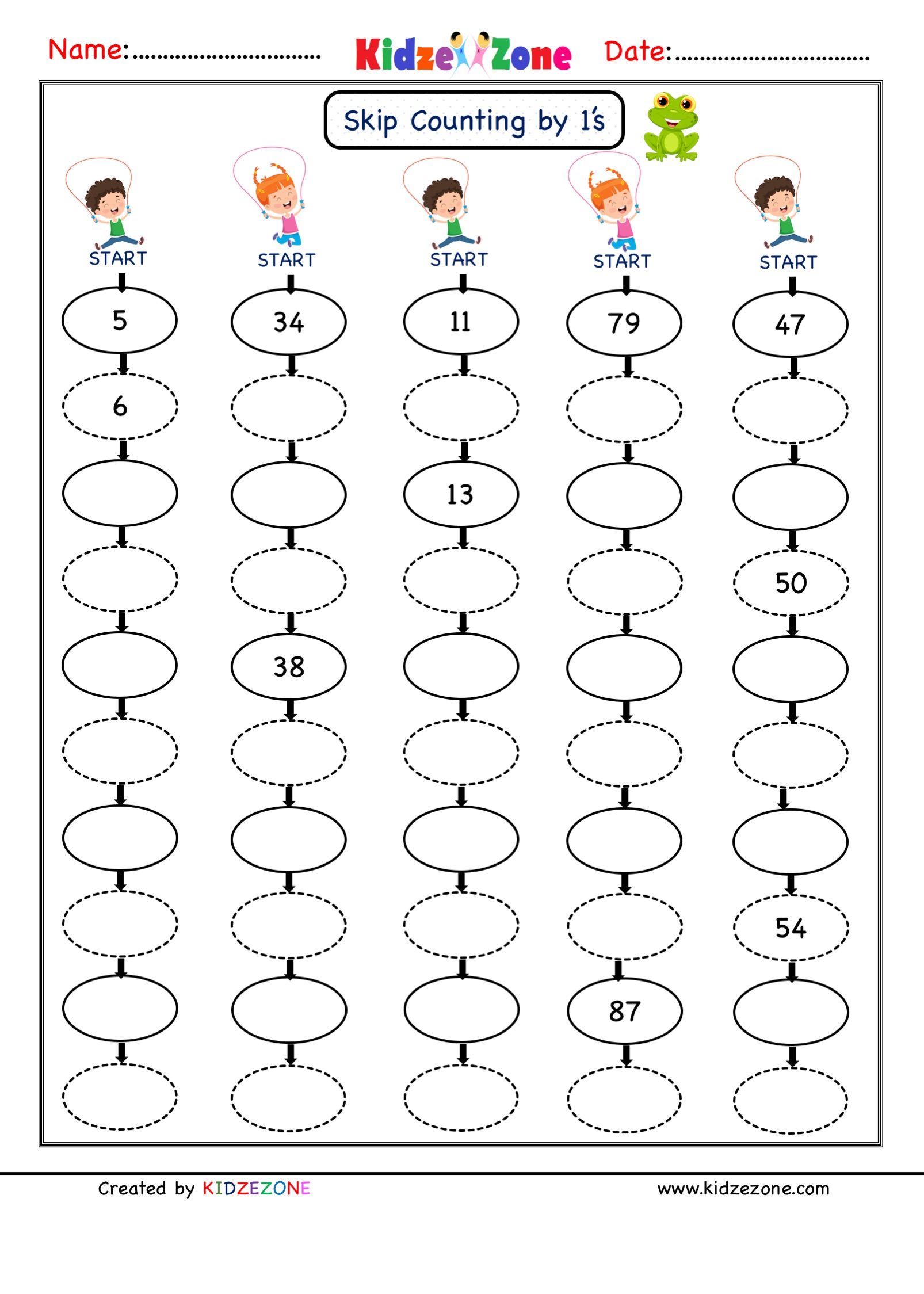 grade 1 math number worksheets skip counting by 1 sheet 26