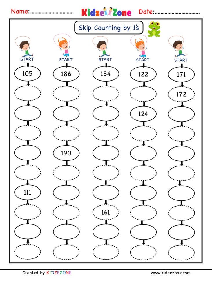 Grade 1 Skip Counting by 1, Practice Sheet 27