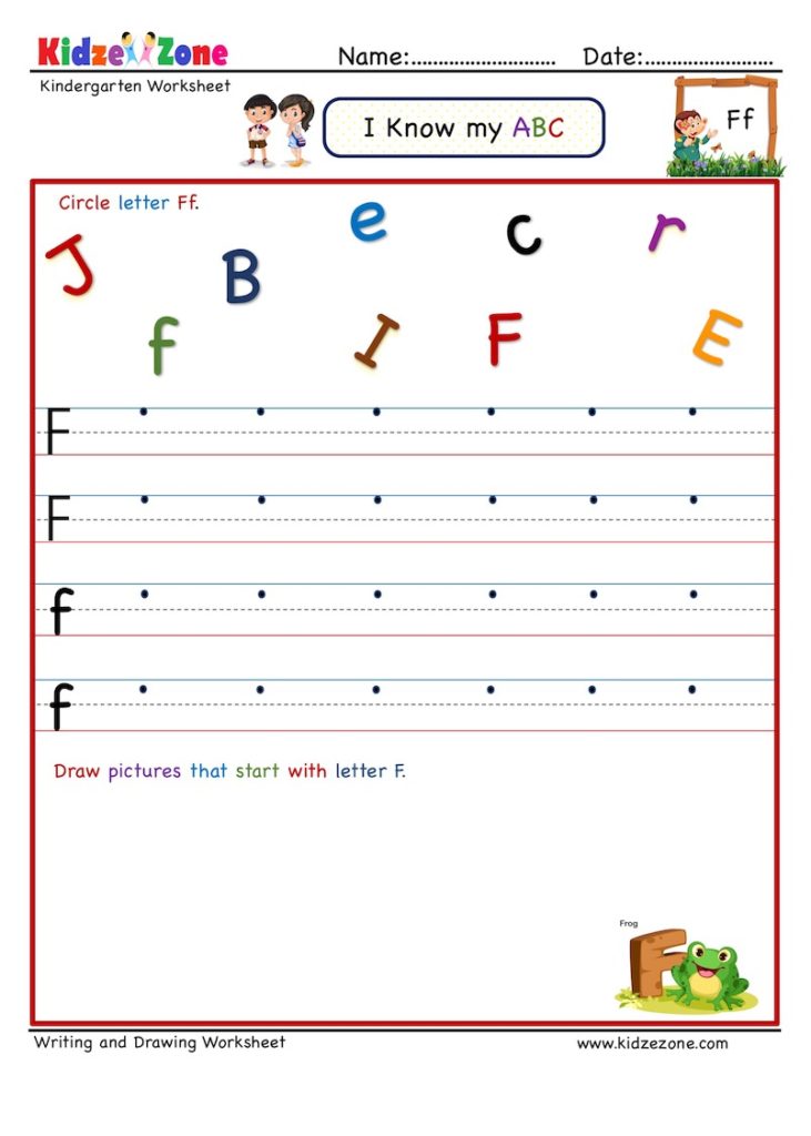 Kindergarten Letter F Writing worksheets