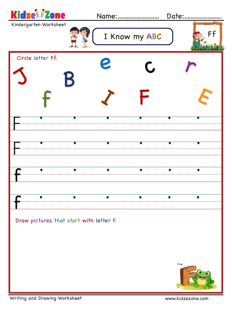 Kindergarten Letter Writing Worksheets Letter F