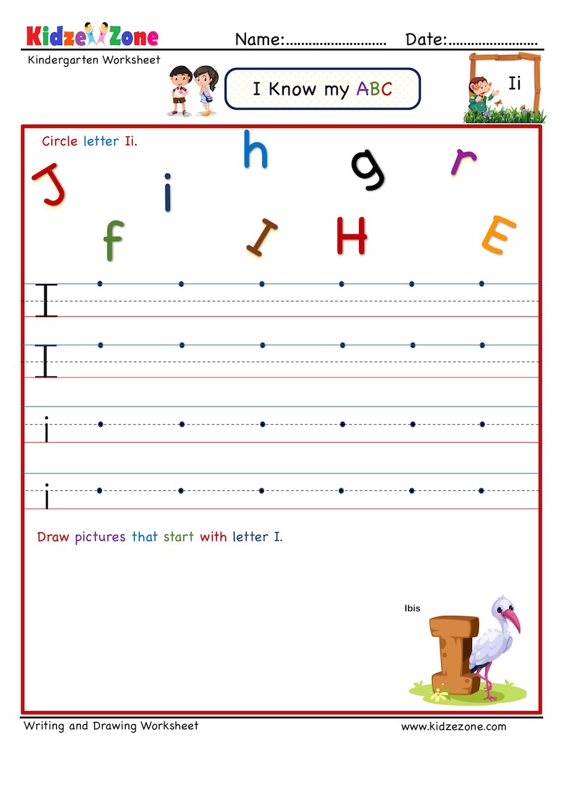 kindergarten letter writing worksheets letter i