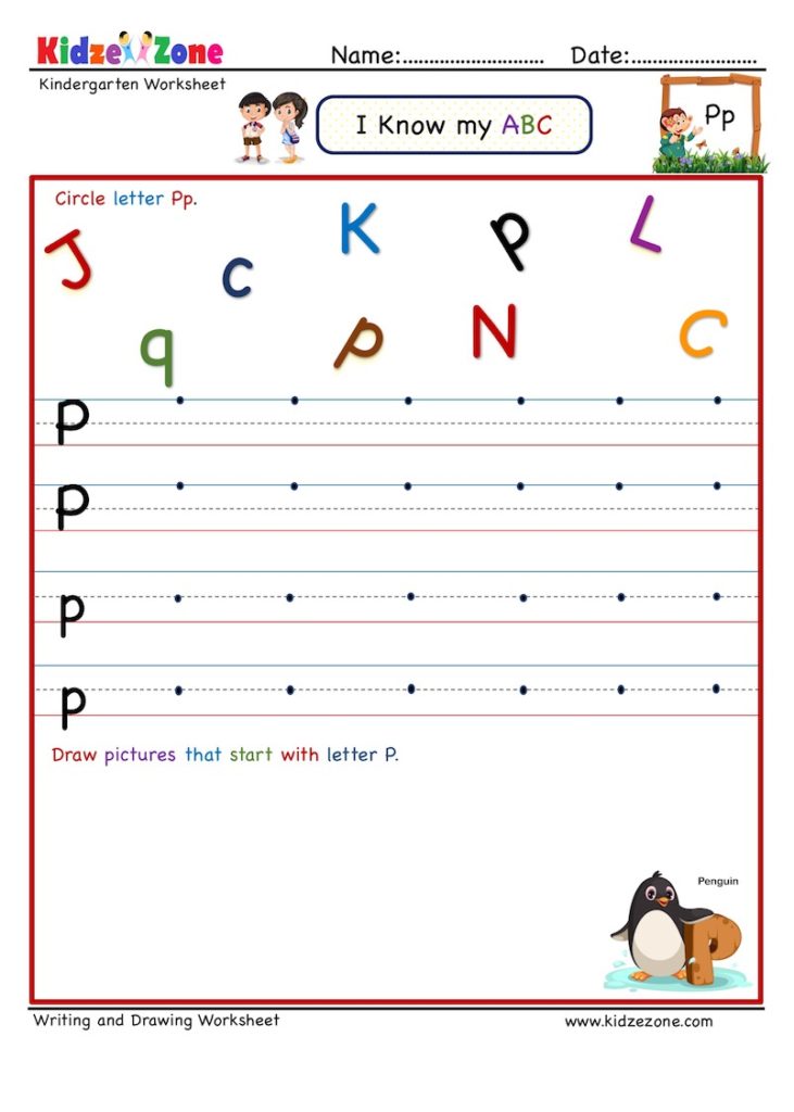 Letter P Activity and Writing Worksheet
