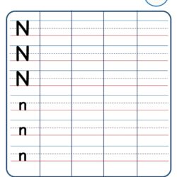 Kindergarten Letter Writing in Lines Worksheet - Letter N