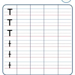 Kindergarten Letter Writing in Lines Worksheet - Letter T