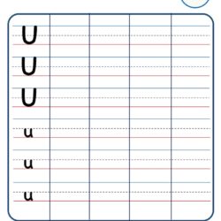 Kindergarten Letter Writing in Lines Worksheet - Letter U