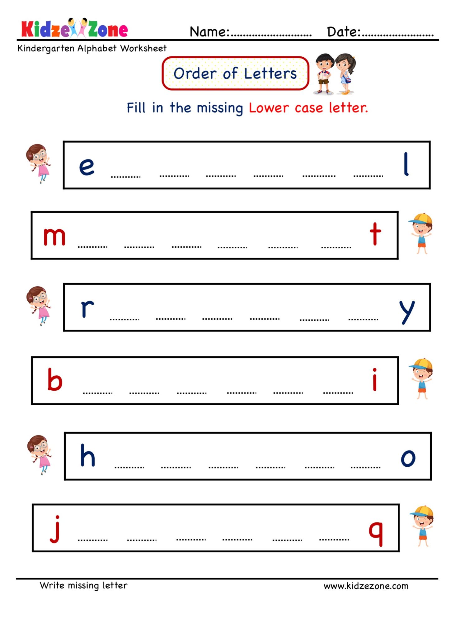 kindergarten letter worksheets write missing letter