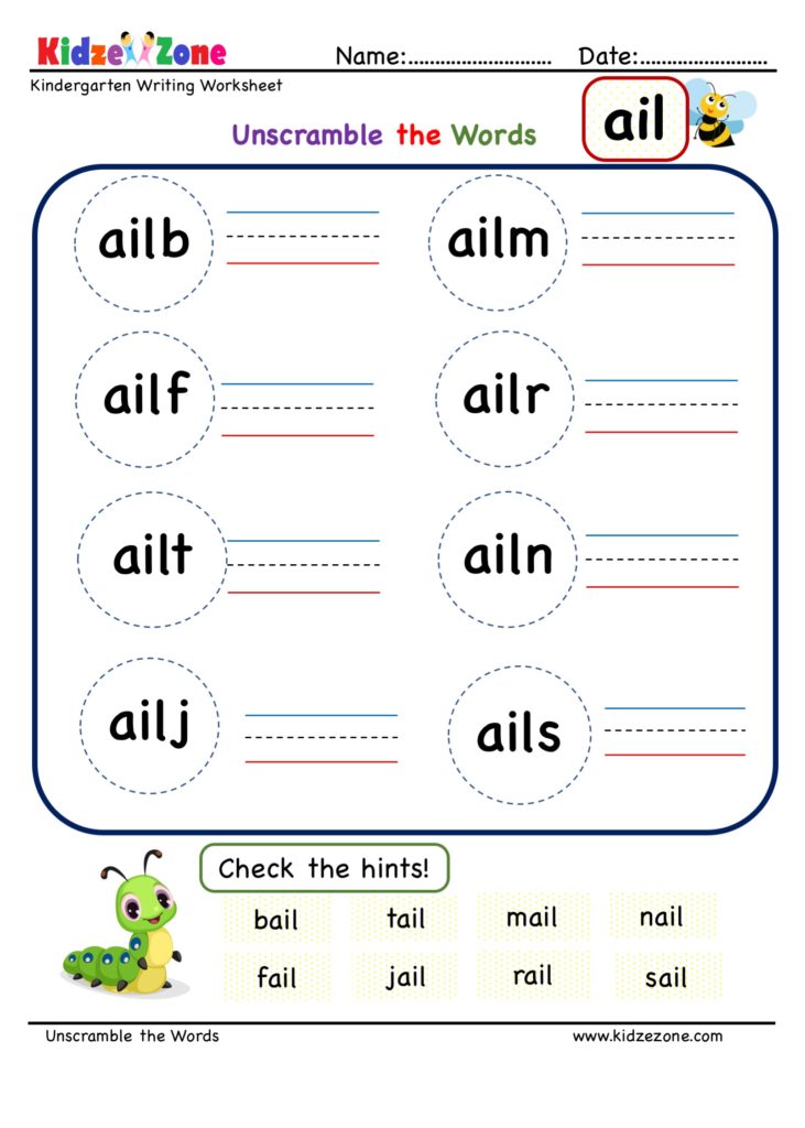 Unscramble words from ail word family