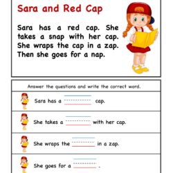 Kindergarten ap word family comprehension - worksheet