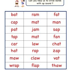 Kindergarten ap word family - find and circle worksheet