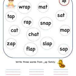 Kindergarten ap word family - find and circle worksheet