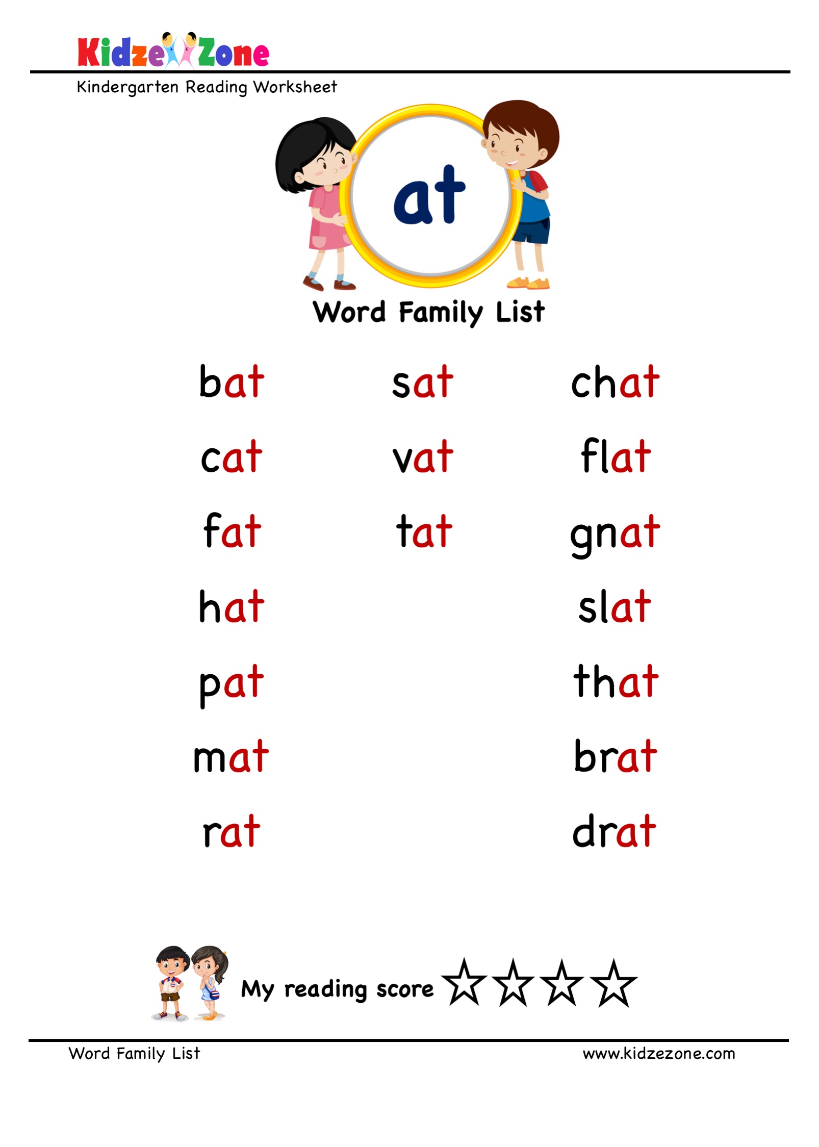 Explore And Learn Words From at Word Family With Word List Worksheet
