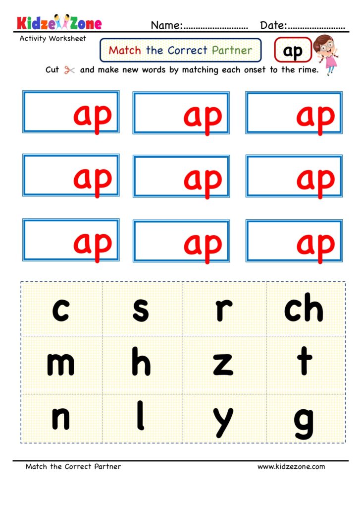ap word family cut and paste worksheets