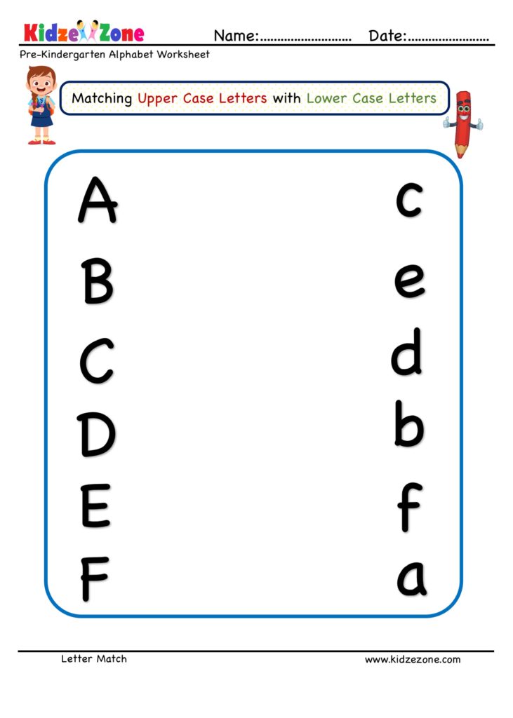 Letter Matching Upper Case to Lower Case  A TO F