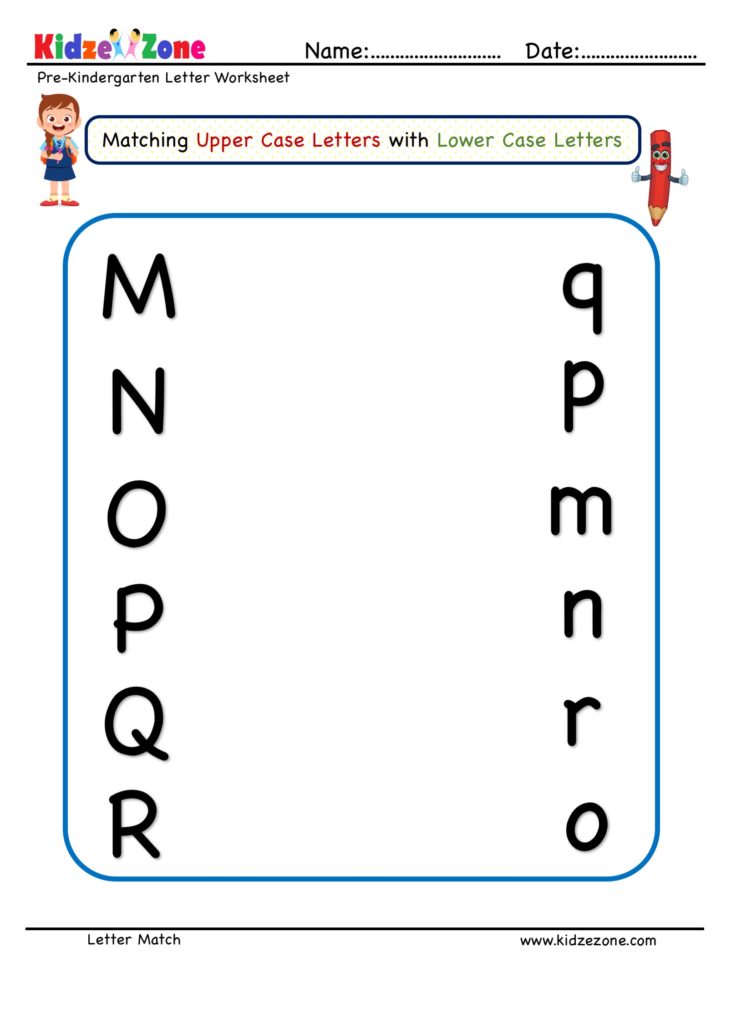 Letter Matching Upper Case to Lower Case M TO R