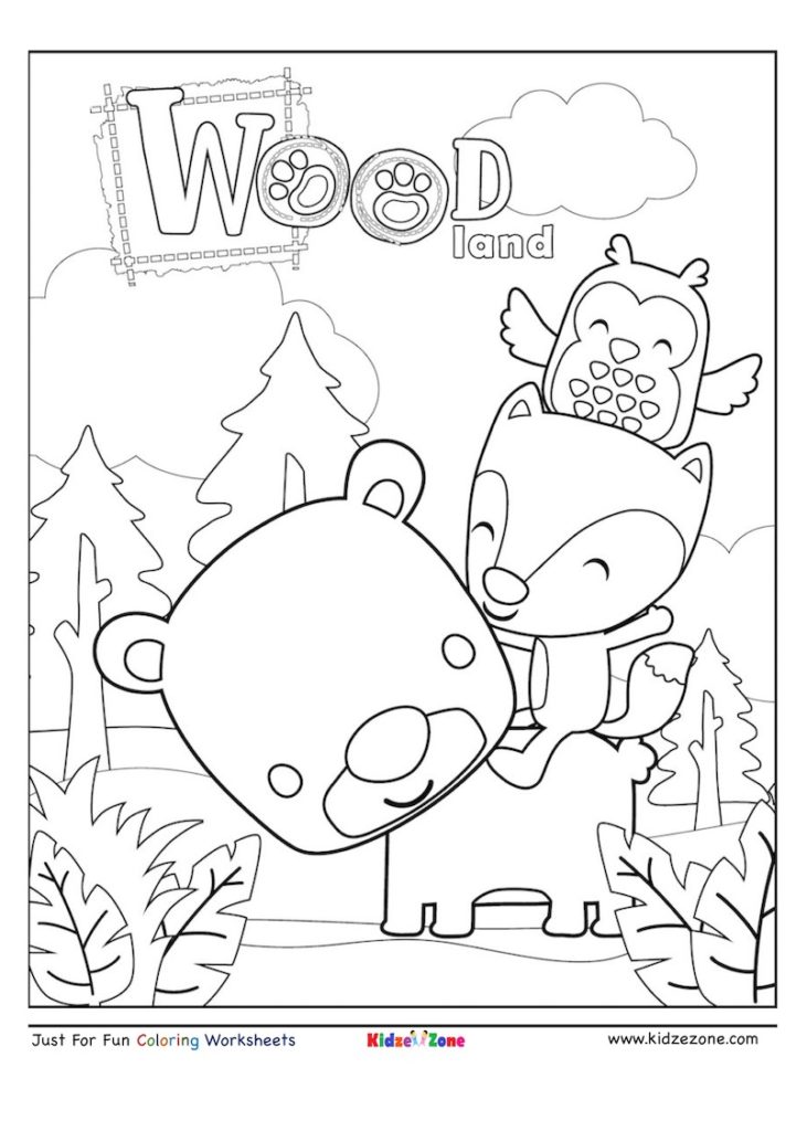 Animals in the woods Coloring Page