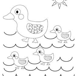 Duck and Ducklings Coloring page