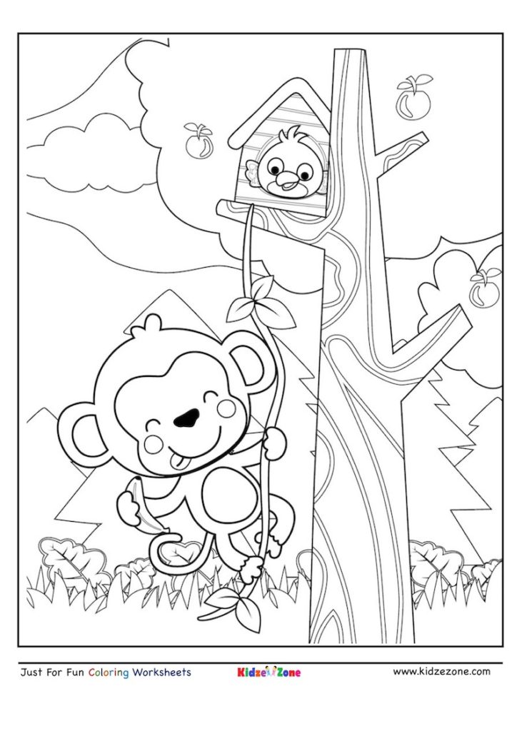 Climbing Monkey coloring page