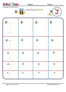 Kindergarten letter writing in multiple sizes - Letter J