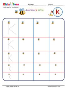 Kindergarten letter writing in multiple sizes - Letter K