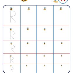 Kindergarten letter writing in multiple sizes - Letter R