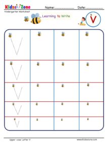 Kindergarten letter writing in multiple sizes - Letter V