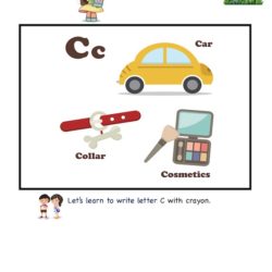 Letter C picture card worksheet. Use picture clues to link letters and enhance letter memory skills